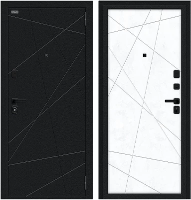 Дверь Браво Граффити-5/SBlack Букле черное/Snow Art