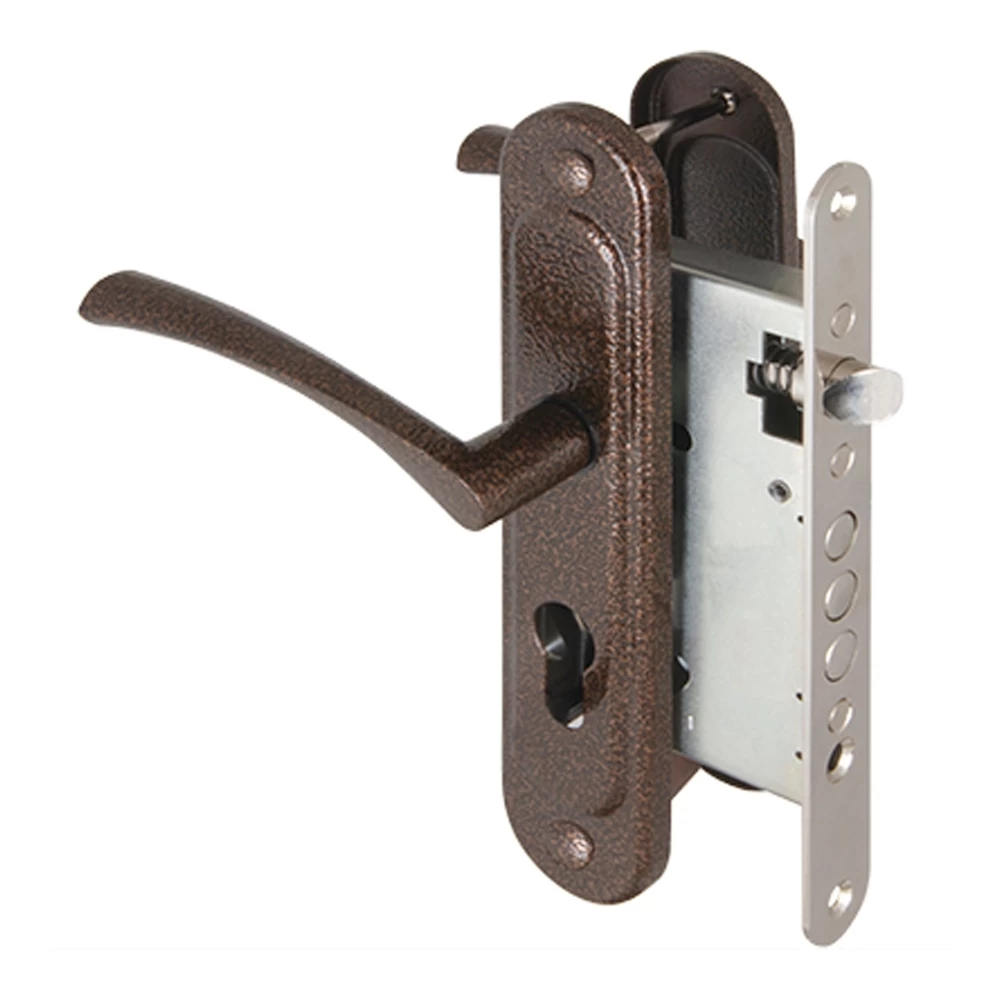 Фото Корпус врезного замка с ручками на планке  KIT А5-3155/3 W/B