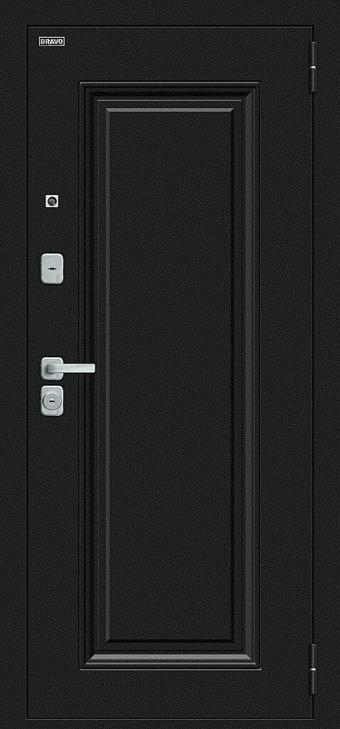 Входная дверь Флэш МФ/BChrome Букле черное/Bianco Melinga BR6197 внешняя сторона