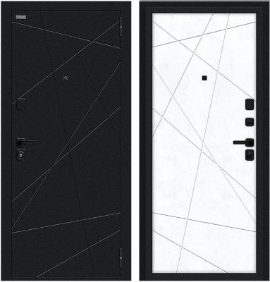 Дверь Браво Граффити-5/SBlack Букле черное/Snow Art