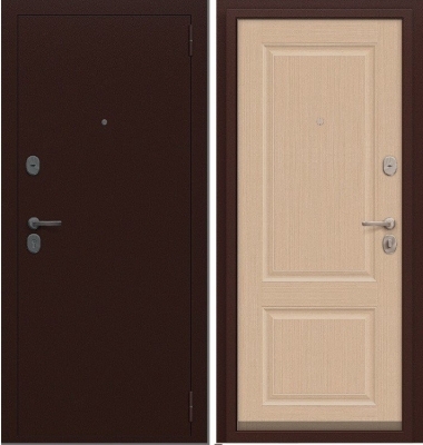 Дверь Браво Север-7 Антик Медный/Бежевый клен